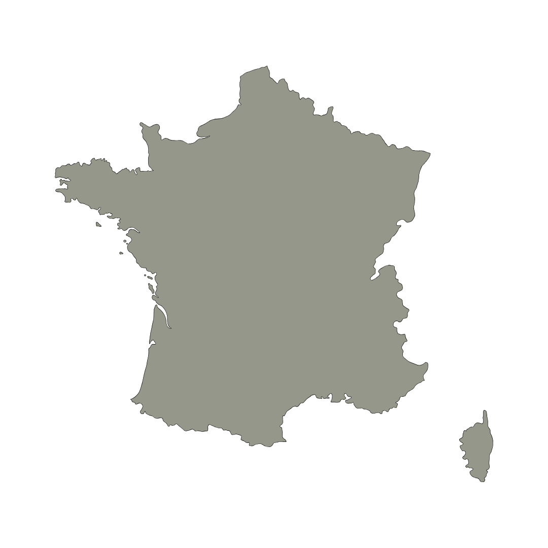 Carte de la france en couleur verte